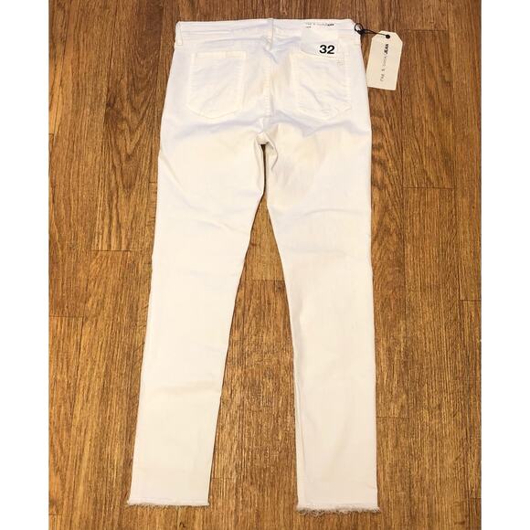 Rag & Bone White Blnc W/ Fray Capri Cropped Frayed Hemline Jeans Size 32 - Picture 8 of 12
